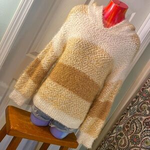 Absolutely Cream and Brown Cowl Neck Sweater Hoodie